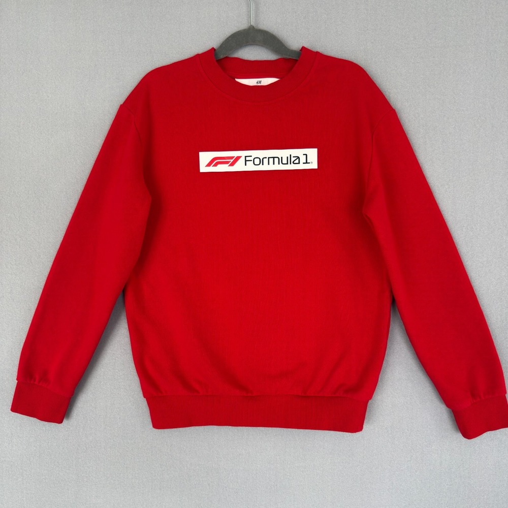 H&M F1 Sweatshirt Boys US 8/10 Red Graphic Print F1 Formula 1 Cars Racing Casual